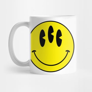 Trippy 90s acid house three eyed smiley face Mug